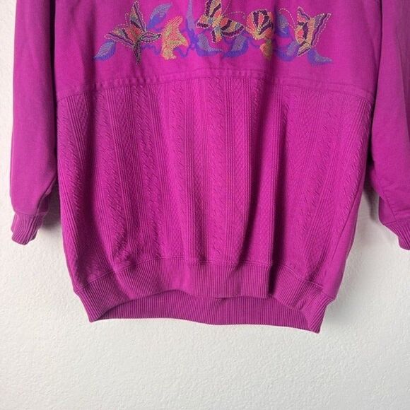 Blast Vintage 90s Fuchsia Pink Butterfly Print Sweater Pullover Women’s Medium - Picture 9 of 10